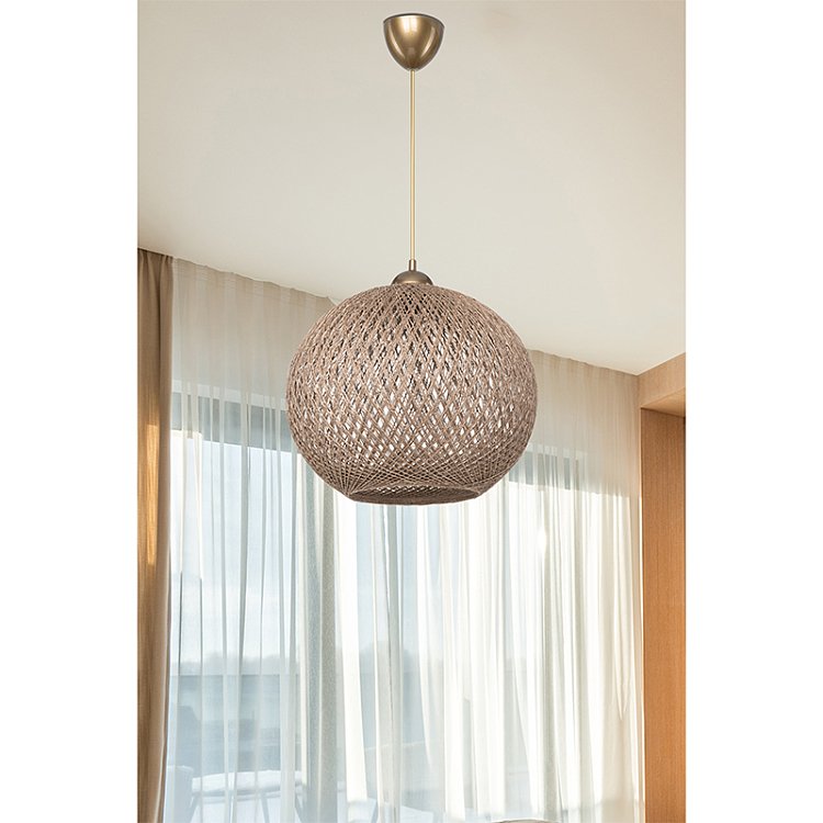 Φωτιστικό οροφής μονόφωτο Leshia pakoworld Ε27 καφέ Φ38x38εκ 147-000053