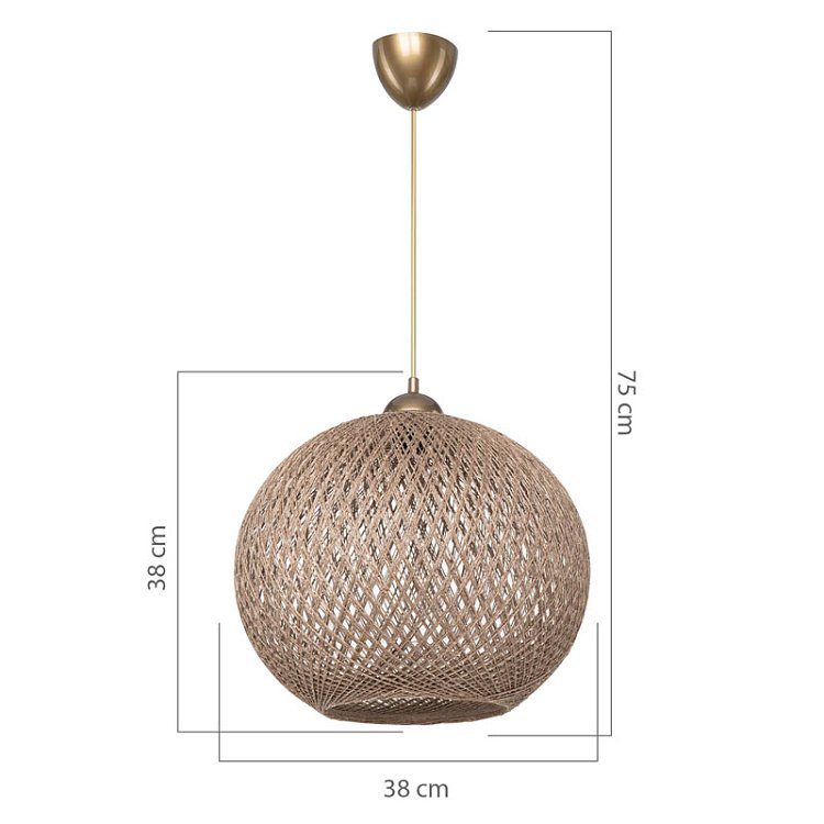 Φωτιστικό οροφής μονόφωτο Leshia pakoworld Ε27 καφέ Φ38x38εκ 147-000053