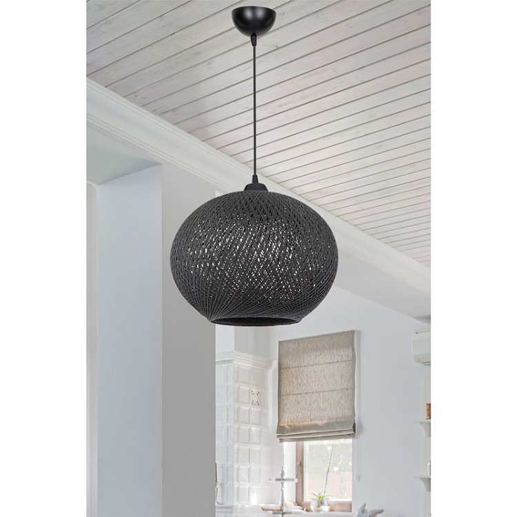 Φωτιστικό οροφής μονόφωτο Leshia pakoworld Ε27 μαύρο Φ38x38εκ 147-000055