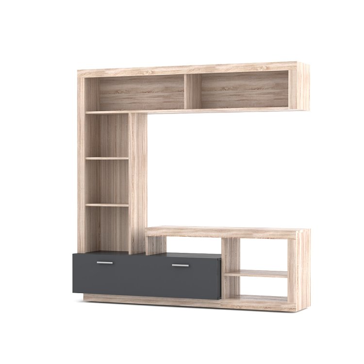 Σύνθεση Τηλεόρασης Floks 170x41x170εκ SONOMA (φυσικός δρύς)-γραφίτης TO-FLOKSGR