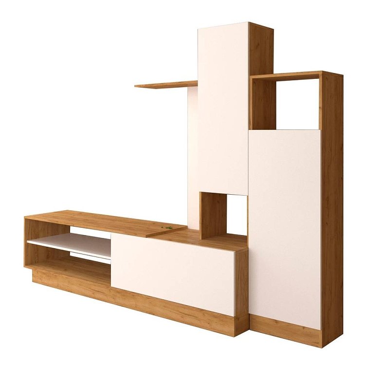 Σύνθεση Τηλεόρασης Melisa 240x45x180εκ Χρυσός Δρύς Με Λευκό TO-MELISA