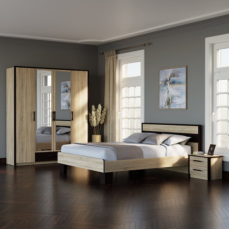 Ντουλάπα Τετράφυλλη Scarlet Sonoma-Wenge 180x58x212εκ SO-SCARLET4D