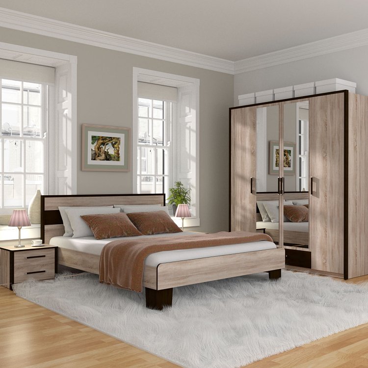 Ντουλάπα Τετράφυλλη Scarlet Sonoma-Wenge 180x58x212εκ SO-SCARLET4D