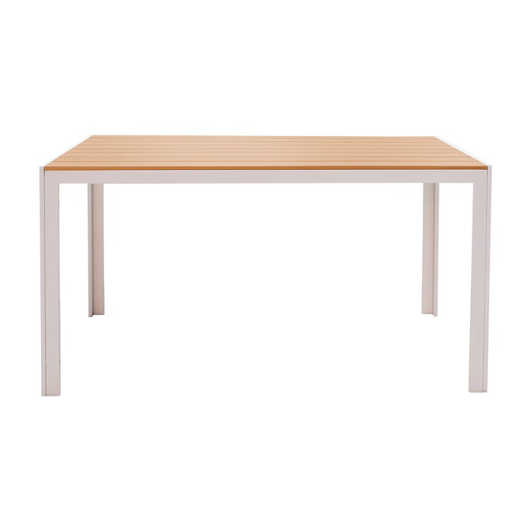 Τραπέζι Nares pakoworld αλουμίνιο λευκό-plywood φυσικό 140x80x72.5εκ 152-000004