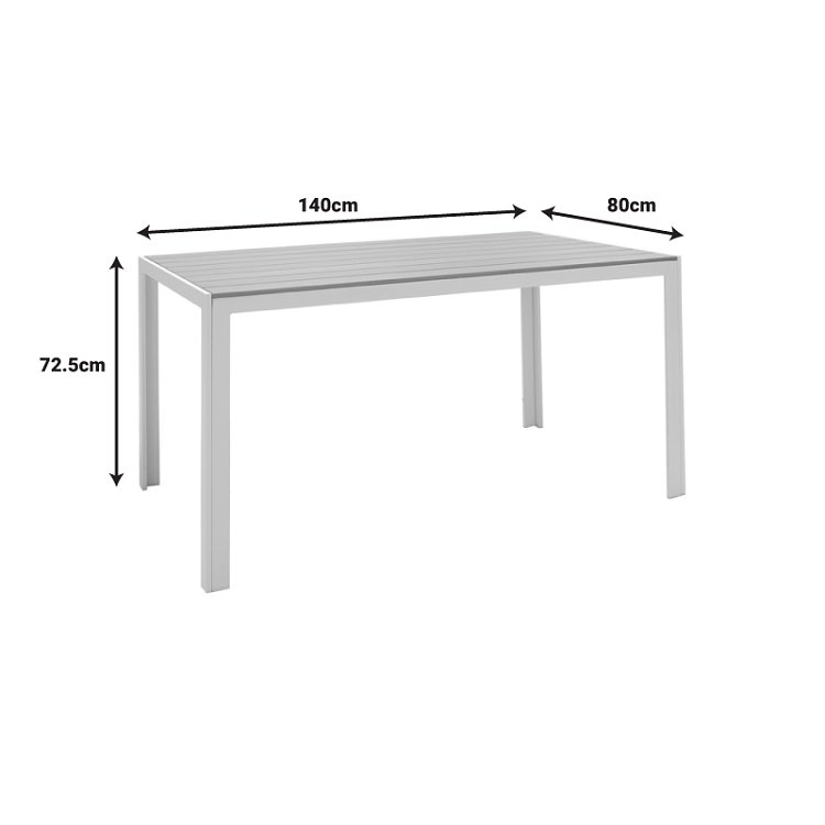 Τραπέζι Nares pakoworld αλουμίνιο λευκό-plywood φυσικό 140x80x72.5εκ 152-000004