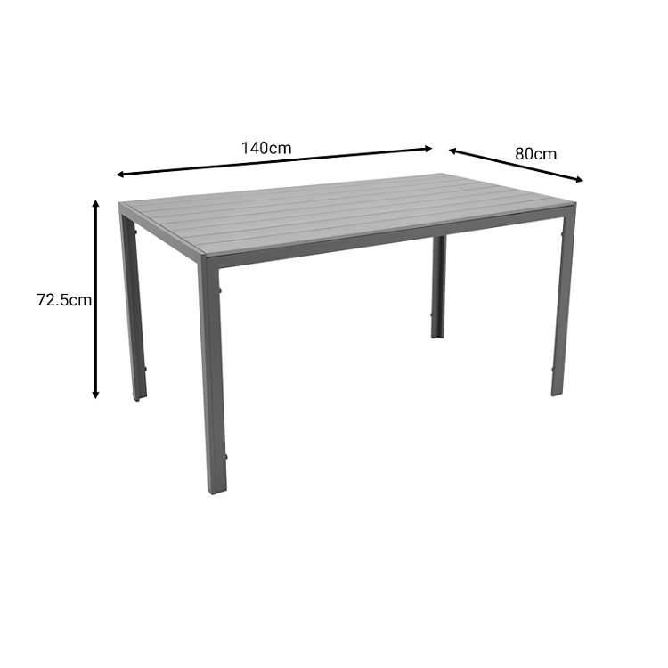 Τραπέζι Nares pakoworld αλουμίνιο ανθρακί-plywood φυσικό 140x80x72.5εκ 152-000029