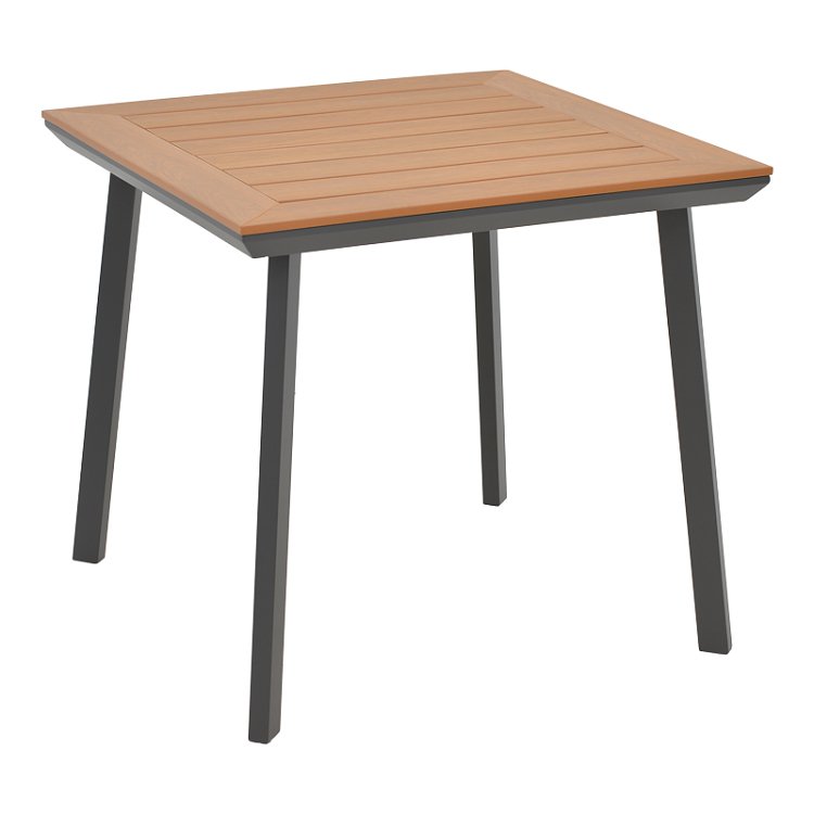 Τραπέζι Synergy pakoworld αλουμίνιο ανθρακί-plywood φυσικό 80x80x74εκ 152-000032