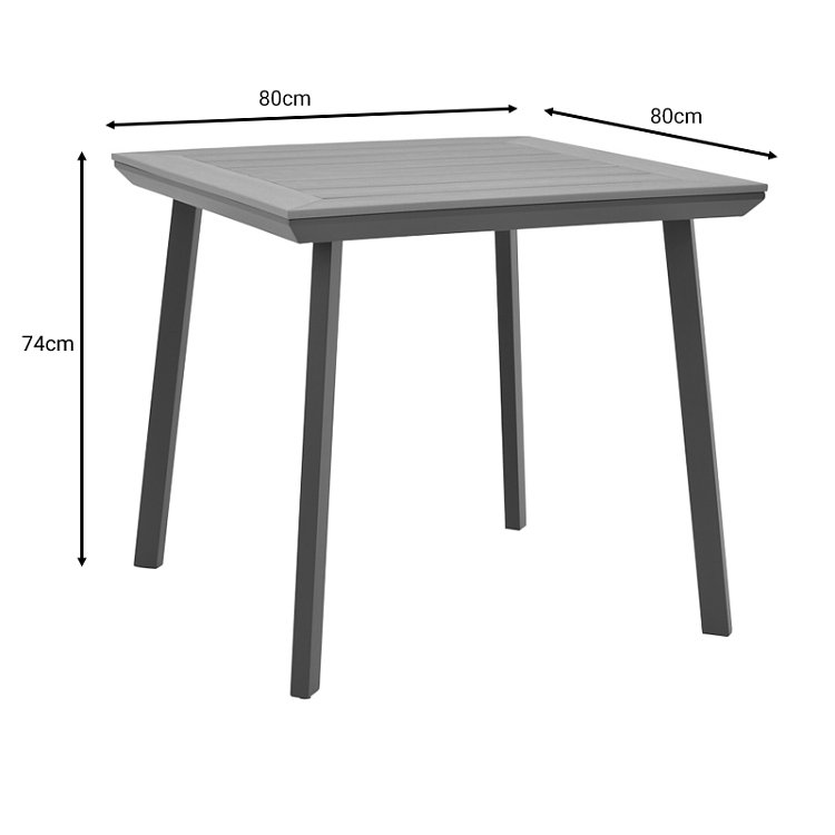 Τραπέζι Synergy pakoworld αλουμίνιο ανθρακί-plywood φυσικό 80x80x74εκ 152-000032