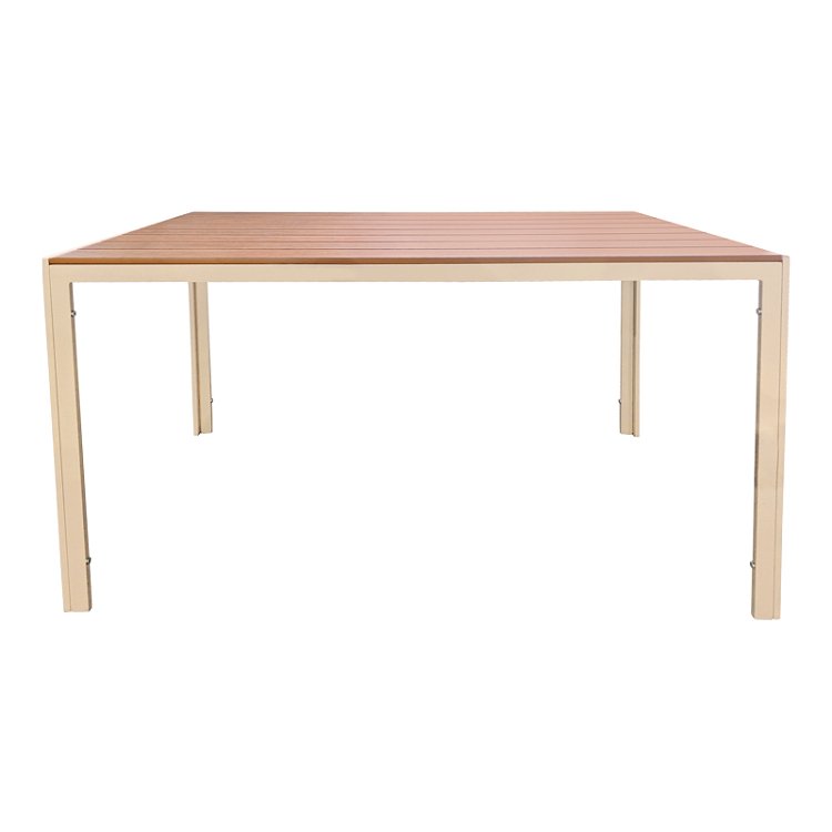 Τραπέζι Nares pakoworld σαμπανί αλουμίνιο plywood σε φυσική απόχρωση 140x80x72.5εκ 152-000106