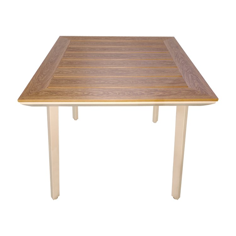 Τραπέζι Synergy pakoworld αλουμίνιο cappuccino-plywood σε φυσική απόχρωση 80x80x74εκ 152-000108
