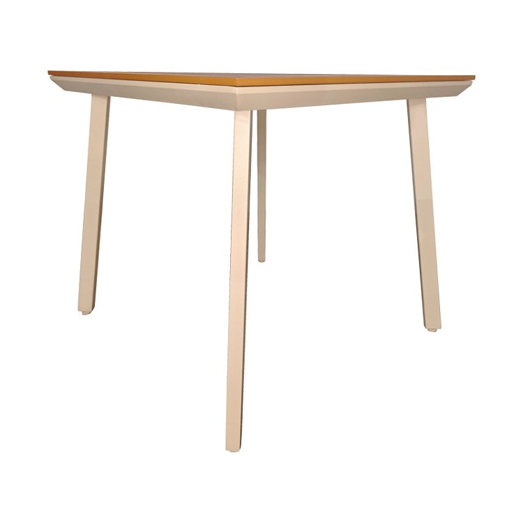 Τραπέζι Synergy pakoworld αλουμίνιο cappuccino-plywood σε φυσική απόχρωση 80x80x74εκ 152-000108