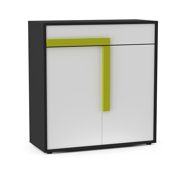 Κομότα Ντουλάπι Alex 84x36x87εκ Γραφίτης-Λευκό TO-ALEX2D1S