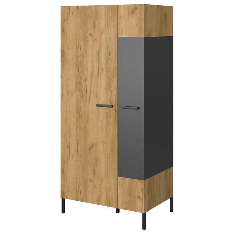 Δίφυλλη Ντουλάπα Santes Χρυσό Δρυς-Γραφίτης 90x60x197.5cm TO-SANTES2D