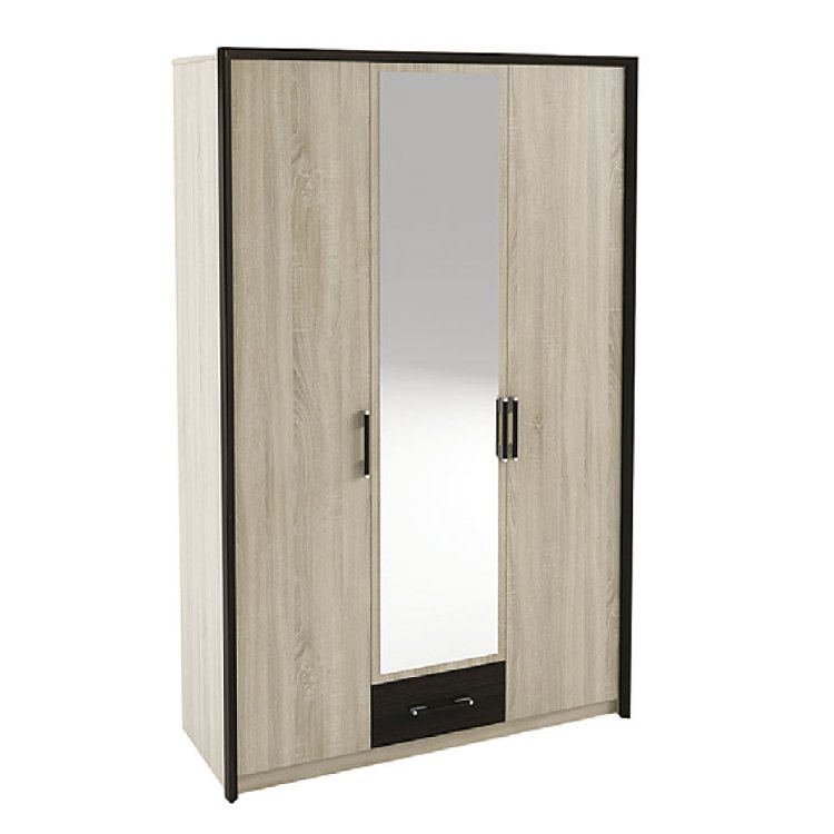 Ντουλάπα Τρίφυλλη Scarlet3D Sonoma-Wenge 136x58x212εκ SO-SCARLET3D