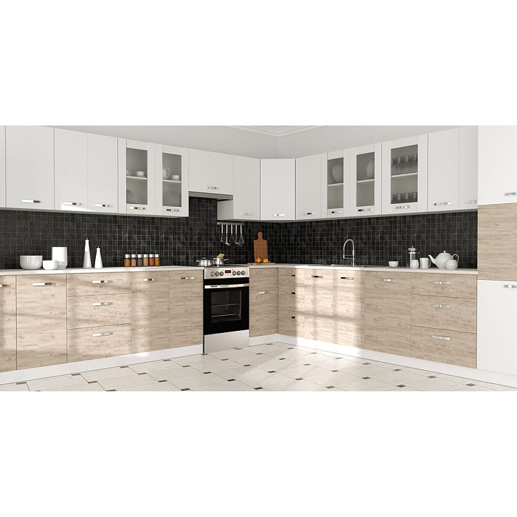 CHARLOTΤE Πάνω Ντουλάπι Με Τζάμι 60x30.5x71.8εκ με μεταλλικά χερούλια Λευκό SO-CV60GW