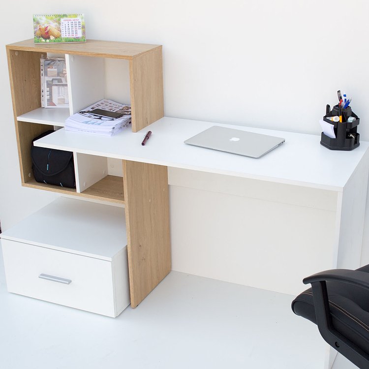 Γραφείο HO1S Λευκό με Φυσικό 149x50x105εκ TO-DESKHO1S