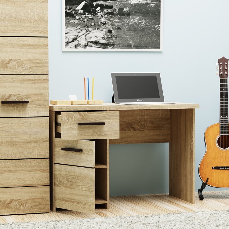 Γραφείο Solo 110 Sonoma με Wenge και MDF Καμπυλωτό τελείωμα στις πόρτες  110x60x76εκ TO-SOLO1D1S
