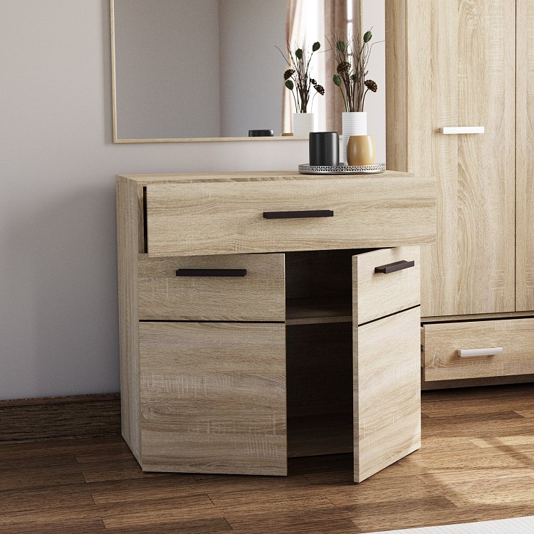 Μπουφές Solo 80x41x82cm Sonoma με Wenge και MDF Καμπυλωτό τελείωμα στις πόρτες TO-SOLO2D1S