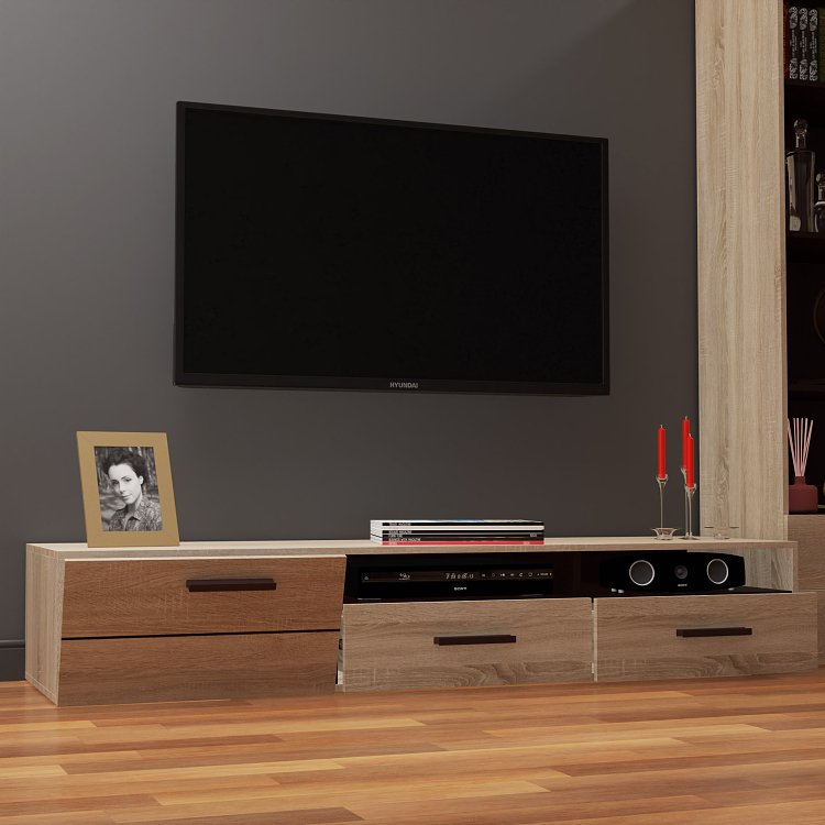 Έπιπλο TV Solo 180x52x34cm δεξί Sonoma-Wenge MDF Καμπυλωτό τελείωμα στις πόρτες TO-SOLOTV2S1DP