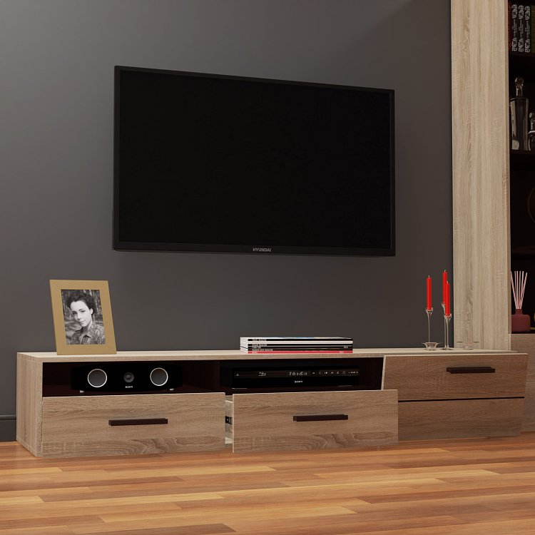 Επιπλο TV Solo 180x52x34 αριστερό Sonoma-Wenge MDF Καμπυλωτό τελείωμα στις πόρτες TO-SOLOTV2S1DL