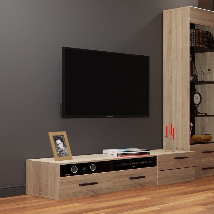 Επιπλο TV Solo 180x52x34 αριστερό Sonoma-Wenge MDF Καμπυλωτό τελείωμα στις πόρτες TO-SOLOTV2S1DL