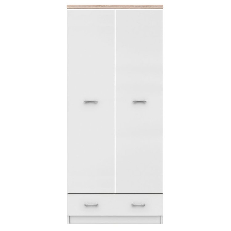 Ντουλάπα Δίφυλλη Top Mix Λευκή με Sonoma 80x57x183cm TO-TOP2D1S80W