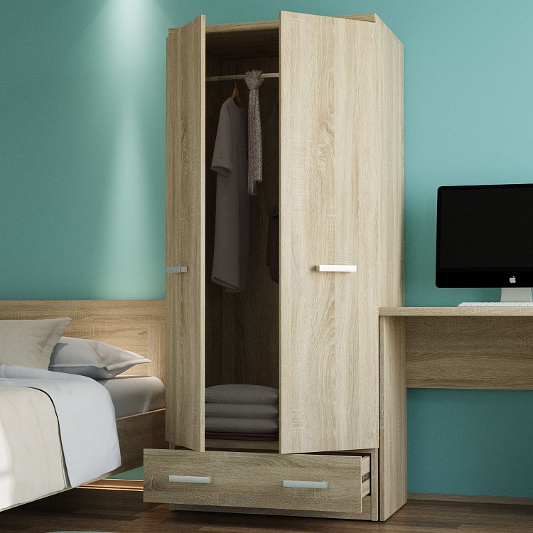 Ντουλάπα Δίφυλλη Top Mix Sonoma 80x57x183cm TO-SZF2D1S