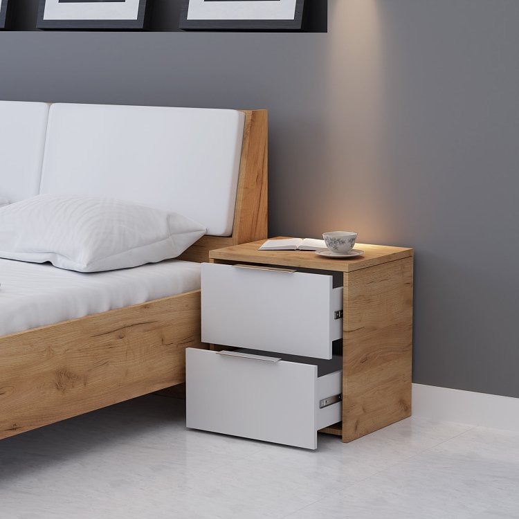Κομοδίνο Avanti Χρυσός Δρυς-Λευκό 49.8x39.7x53.7cm TO-AVANTIBEDSIDE