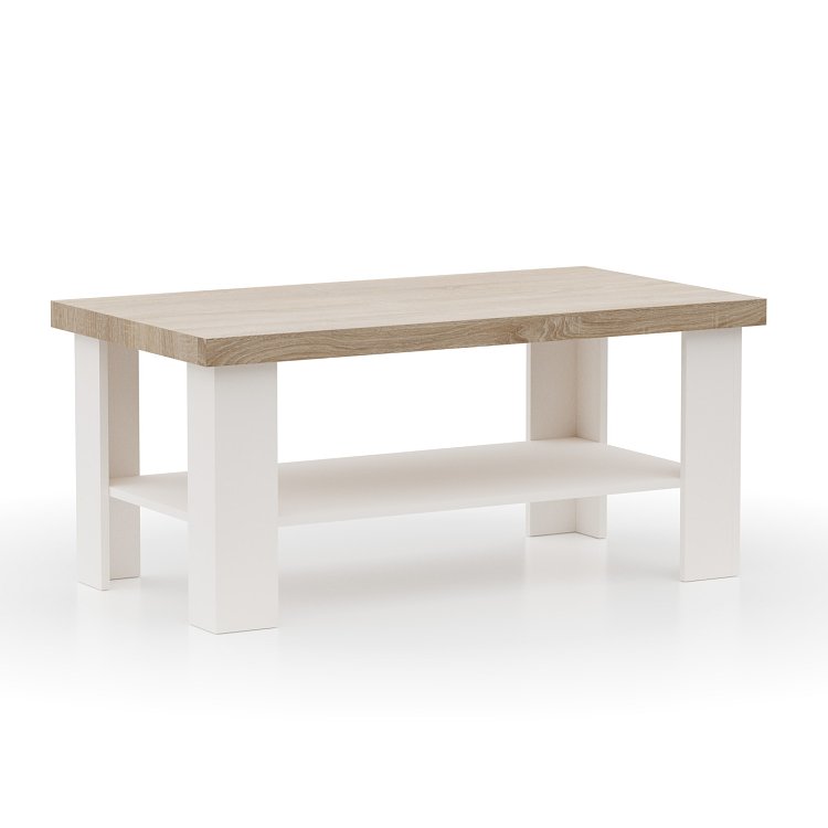 VERNE ΤΡΑΠΕΖΙ ΣΑΛΟΝΙΟΥ 110x60x46.4cm Λευκό-Φυσικός Δρυς TO-VERNECOFFEE