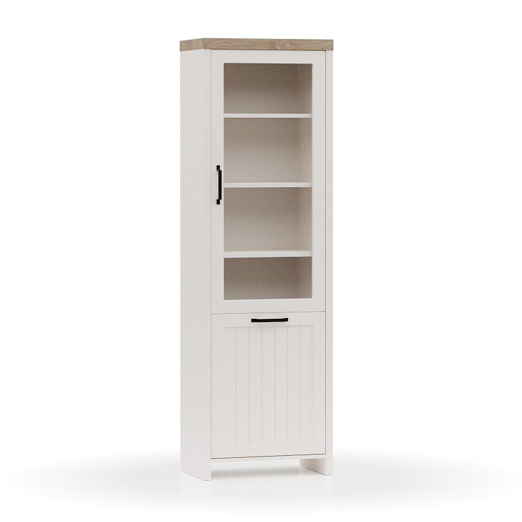 Βιτρίνα VERNE Μονόφυλλη 59.7x37.2x191.6cm Λευκό-Φυσικός Δρυς TO-VERNEWIT1W1D