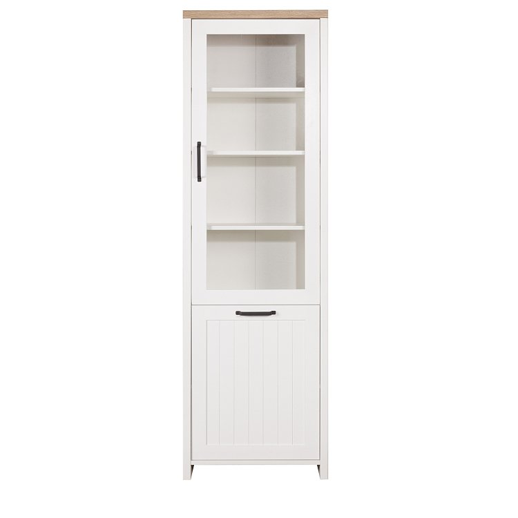 Βιτρίνα VERNE Μονόφυλλη 59.7x37.2x191.6cm Λευκό-Φυσικός Δρυς TO-VERNEWIT1W1D