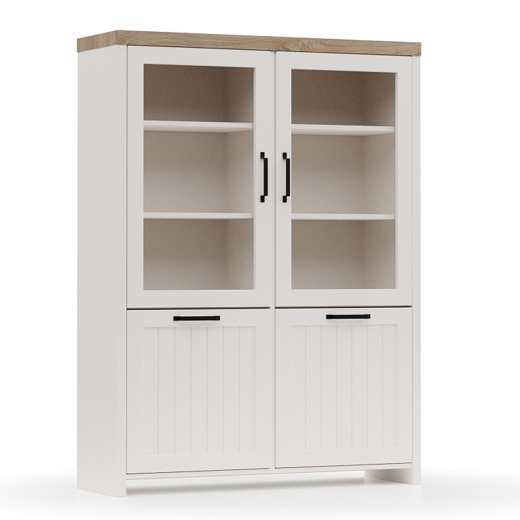 Bιτρίνα VERNE Δίφυλλη  114.8x37.2x153cm Λευκό-Φυσικός Δρυς TO-VERNEWIT2W2D