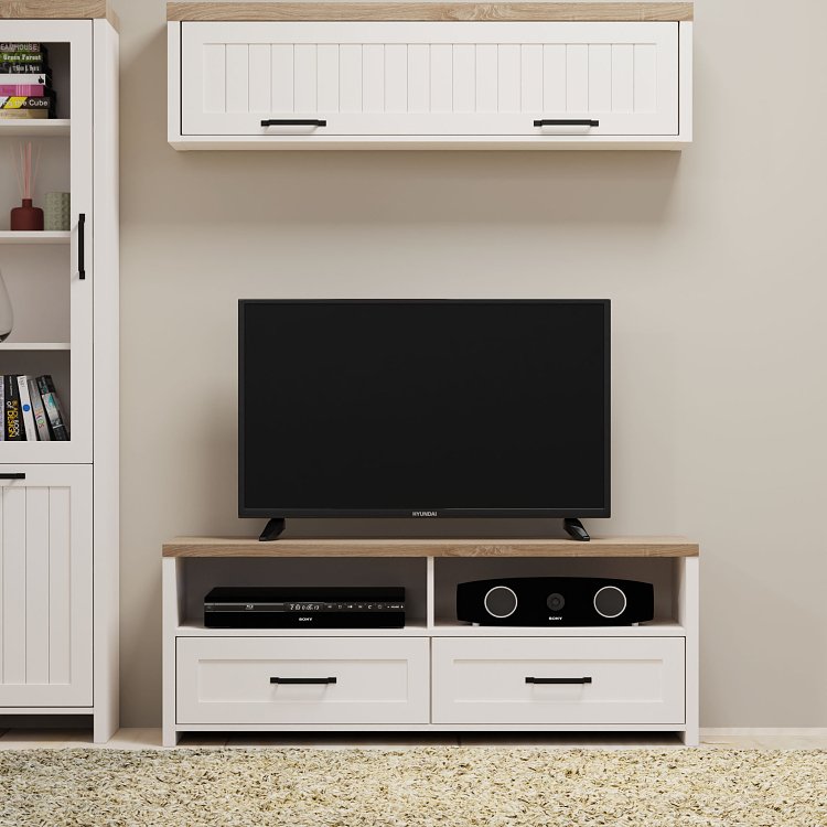 ΕΠΙΠΛΟ TV VERNE 137.9x45x52.1cm Λευκό-Φυσικός Δρυς TO-VERNERTV2S