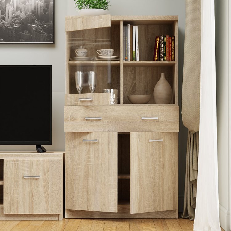 Βιτρίνα Δίφυλλη Top Mix 80x33x145cm Σονόμα TO-TOP2D1W1S80