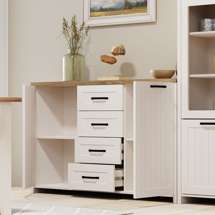 ΜΠΟΥΦΕΣ VERNE 147.9x37.2x91.8cm Λευκό-Φυσικό Δρυς TO-VERNEKOM2D4S