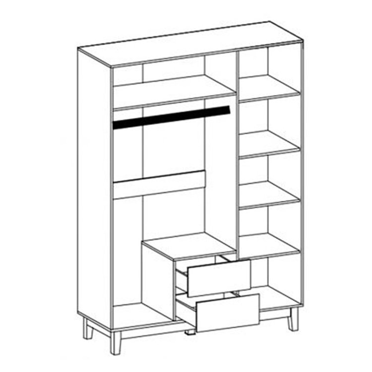 Ντουλάπα Awell pakoworld τρίφυλλη sonoma-λευκό 153.5x54.5x216εκ 173-000007