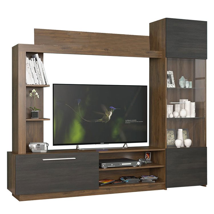 Σύνθετο σαλονιού June pakoworld καρυδί-wenge 204x35x177εκ 173-000020