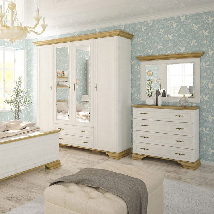 Συρταριέρα Jaden pakoworld 4ων συρταριών golden oak-λευκό antique 93,5x39x88,5εκ 173-000028