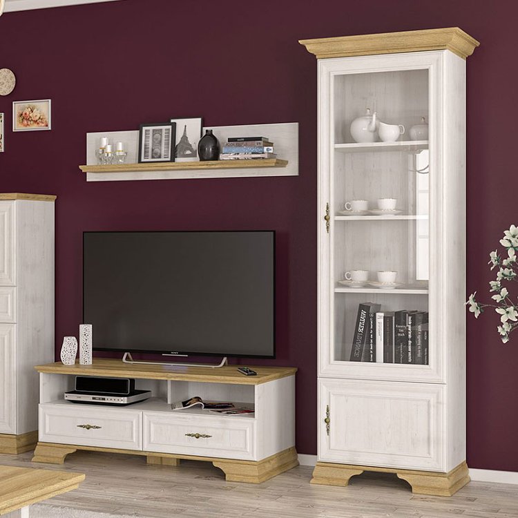 Βιτρίνα Jaden pakoworld golden oak-λευκό antique 70,5x43x197,5εκ 173-000029