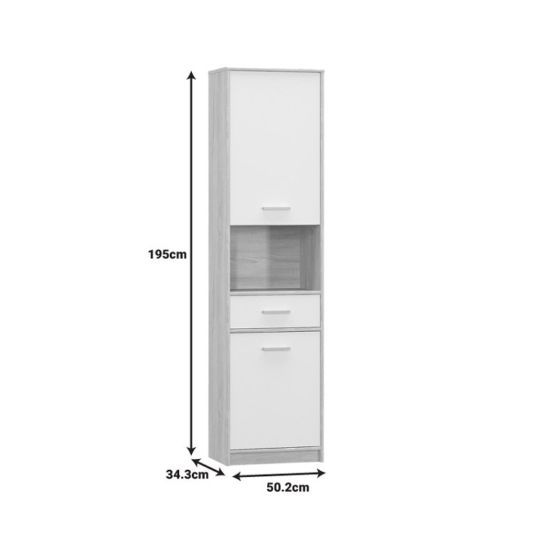 Στήλη Letto pakoworld σε oak - λευκό ματ απόχρωση 50,2x34,3x195εκ 173-000050