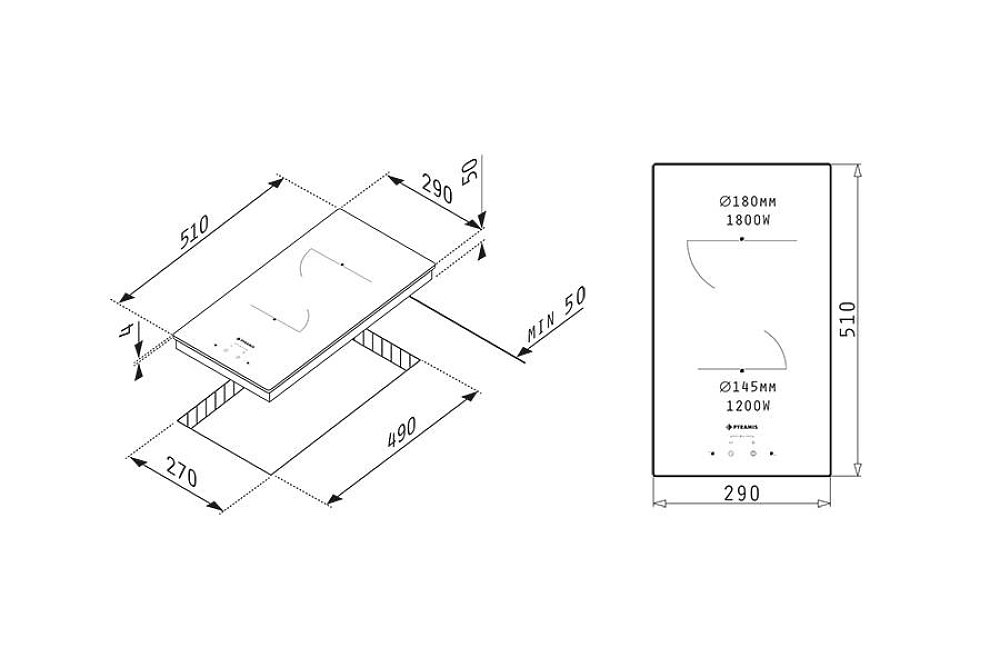 PYRAMIS PHC31210FMW Εστία Domino Κεραμική 174020020