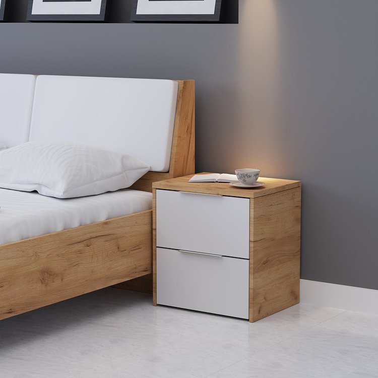 Κομοδίνο Avanti Χρυσός Δρυς-Λευκό 49.8x39.7x53.7cm TO-AVANTIBEDSIDE