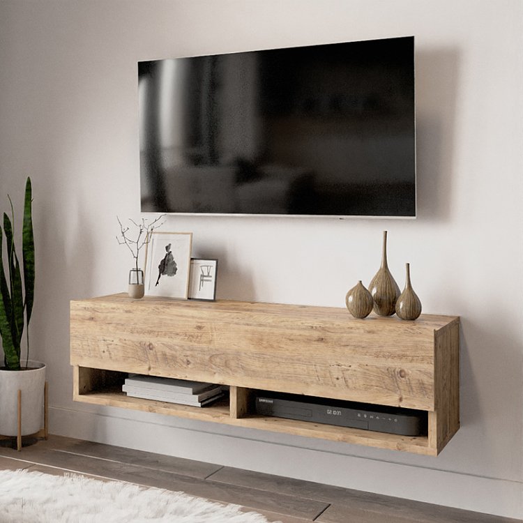 Έπιπλο τηλεόρασης επιτοίχιο Roscoe pakoworld oak 100x31,5x29,5εκ 176-000007