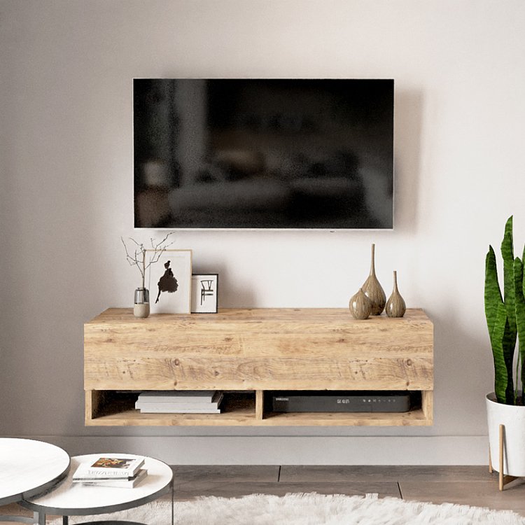 Έπιπλο τηλεόρασης επιτοίχιο Roscoe pakoworld oak 100x31,5x29,5εκ 176-000007