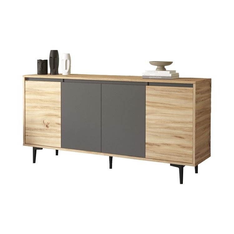 Μπουφές Augusta pakoworld oak-ανθρακί 160x40x78.5εκ 176-000036