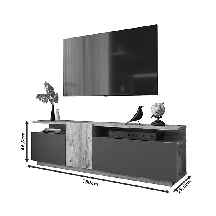 Έπιπλο τηλεόρασης Elana pakoworld sonoma-λευκό 150x29.5x46.3εκ 176-000055