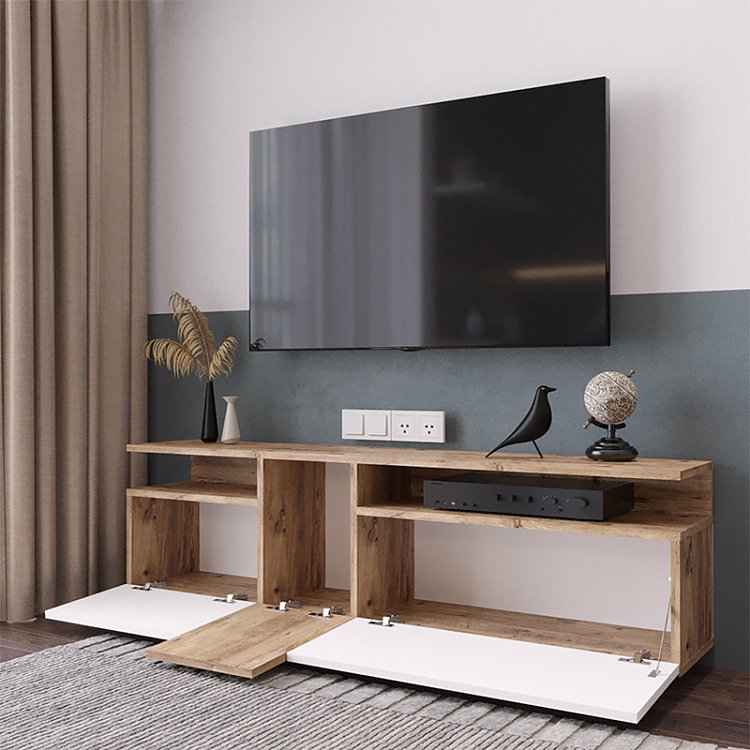 Έπιπλο τηλεόρασης Elana pakoworld sonoma-λευκό 150x29.5x46.3εκ 176-000055