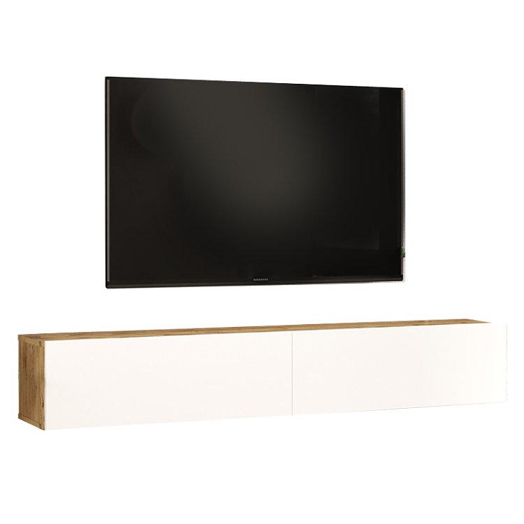 Έπιπλο τηλεόρασης επιτοίχιο Dello pakoworld λευκό-oak 180x31.6x29.6εκ 176-000059