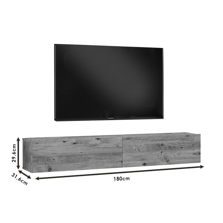 Έπιπλο τηλεόρασης επιτοίχιο Dello pakoworld sonoma 180x31.6x29.6εκ 176-000060