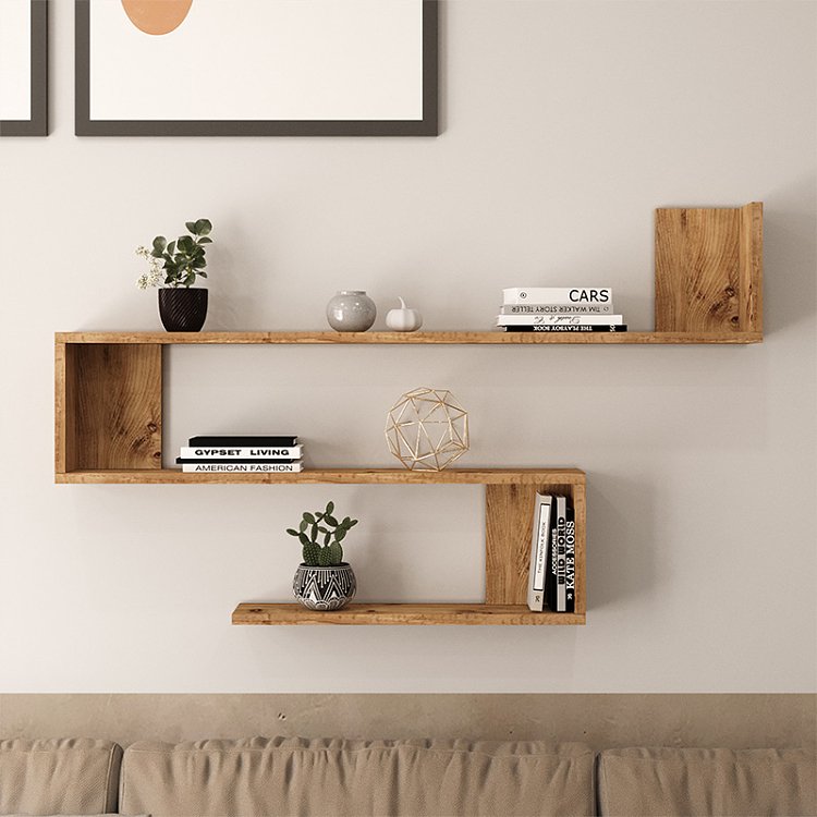 Ραφιέρα τοίχου Belinda pakoworld oak 120x14.5x71.4εκ 176-000080